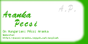 aranka pecsi business card